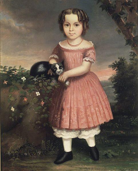 unknow artist Portrait of a Child Holding a Cat oil painting image
